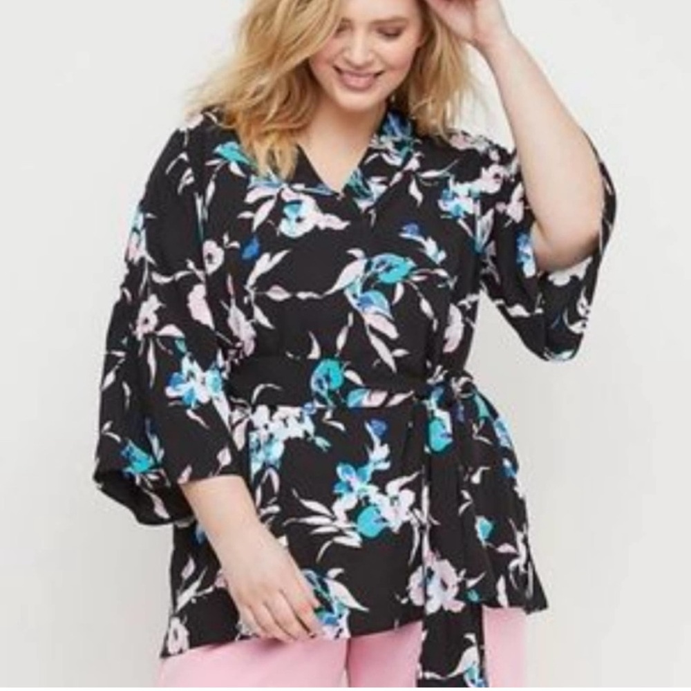 Lane Bryant EUC kimono top multi colored